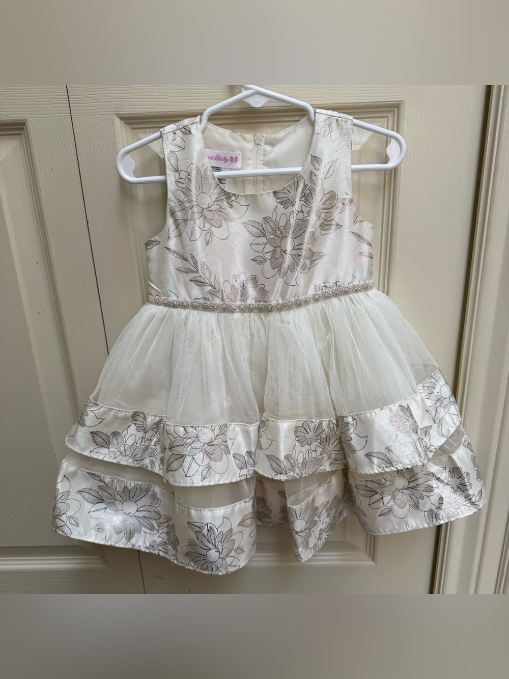 Bonnie Baby Ivory Floral Tulle Party Dress